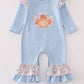 Blue turkey applique ruffle romper