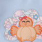Blue turkey applique ruffle romper