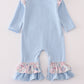 Blue turkey applique ruffle romper
