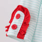 Blue reindeer applique stripe dress
