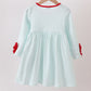 Blue reindeer applique stripe dress