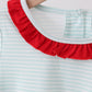 Blue reindeer applique stripe ruffle pants set