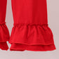 Blue reindeer applique stripe ruffle pants set
