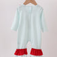 Blue reindeer applique stripe ruffle romper