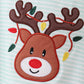 Blue reindeer applique stripe ruffle romper