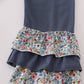 Blue meadow charm lace ruffle pants set