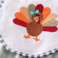 Sage turkey embroidery gingham girl set