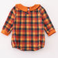 Orange turkey embroidery plaid smocked boy bubble