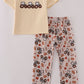 Yellow tractor french knot pants set