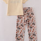 Yellow tractor french knot pants set