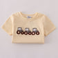 Yellow tractor french knot pants set