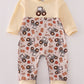 Yellow tractor french knot romper