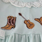 Blue boots embroidery ruffle pants set