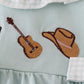 Blue boots embroidery ruffle bubble