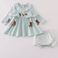 Blue boots embroidery ruffle bloomer set