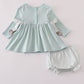 Blue boots embroidery ruffle bloomer set