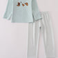 Blue boots embroidery pants set