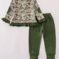 Camouflage print ruffle pants set
