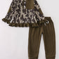 Camouflage print ruffle pants set