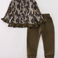 Camouflage print ruffle pants set