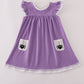Purple spider embroidery ruffle dress
