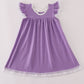 Purple spider embroidery ruffle dress