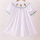 White wreath smocked dress