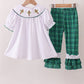 White wreath smocked ruffle pants set
