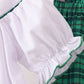 White wreath smocked ruffle pants set
