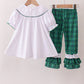 White wreath smocked ruffle pants set
