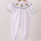 White wreath smocked romper