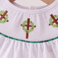 White wreath smocked romper