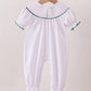White wreath smocked romper