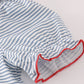 Blue princess embroidery stripe pants set