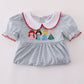 Blue princess embroidery stripe pants set