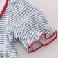 Blue princess embroidery stripe ruffle bubble