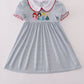 Blue princess embroidery stripe dress