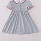 Blue princess embroidery stripe dress
