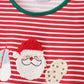 Red stripe santa milk biscuit french knot ruffle pants set