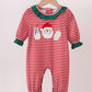 Red stripe santa milk biscuit french knot ruffle romper