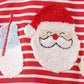 Red stripe santa milk biscuit french knot ruffle dress
