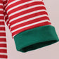 Red stripe santa milk biscuit french knot top