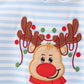 Blue stripe reindeer applique ruffle romper