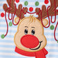 Blue stripe reindeer applique top
