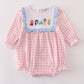 Pink princess castle embroidery gingham bubble