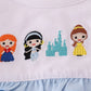 Pink princess castle embroidery gingham bubble