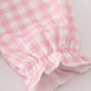 Pink princess castle embroidery gingham bubble