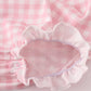 Pink princess castle embroidery gingham bubble