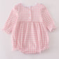 Pink princess castle embroidery gingham bubble