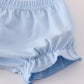 Pink princess castle embroidery gingham bloomer set